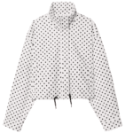 Veste femme blanche à pois noirs coupe ample style rétro (1)