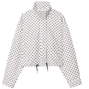 Veste femme imperméable blanche pois noirs ample rétro