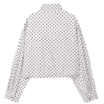 Veste femme blanche à pois noirs coupe ample style rétro (6)
