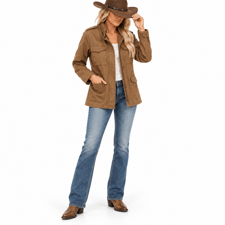 Veste militaire femme Marron cognac épaulettes (3)