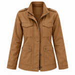 Veste militaire femme Marron cognac épaulettes (5)