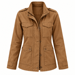 Veste militaire femme Marron cognac épaulettes