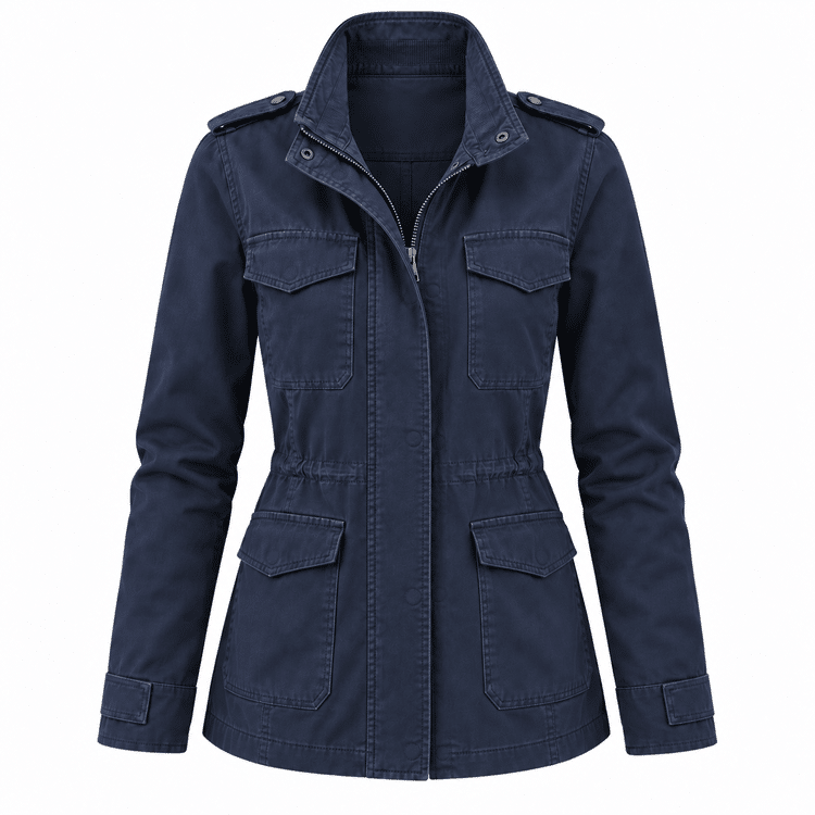 Veste militaire femme bleu marine épaulettes (1)