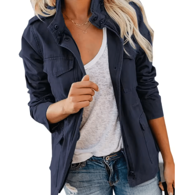 Veste militaire femme bleu marine épaulettes (3)