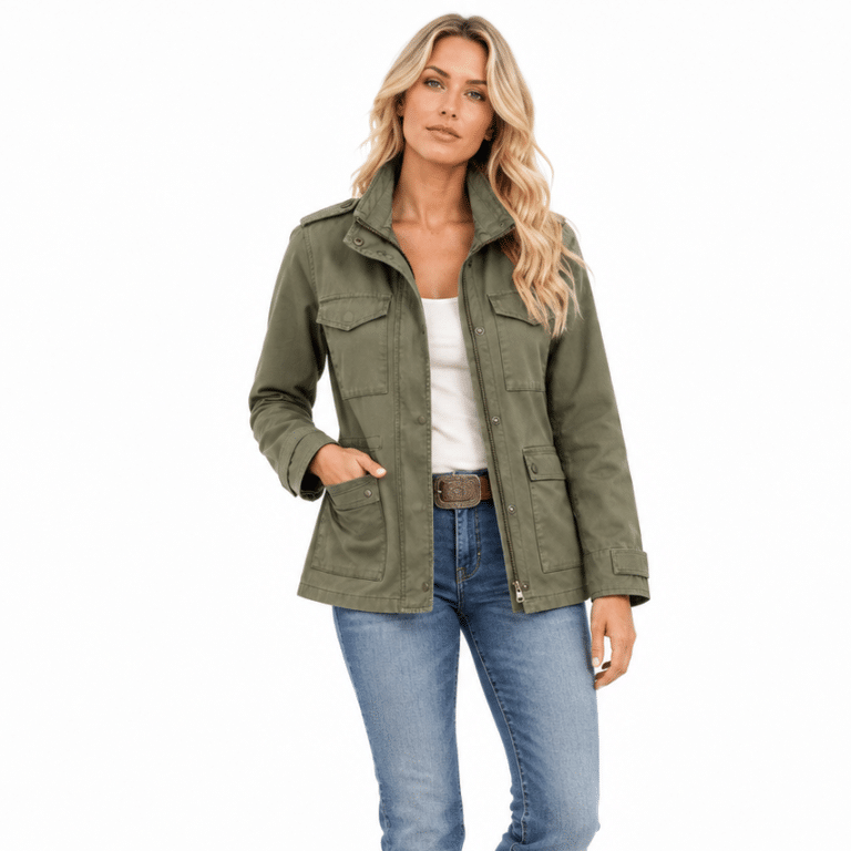 Veste militaire femme kaki épaulettes (1)