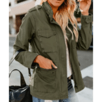 Veste militaire femme kaki épaulettes (3)