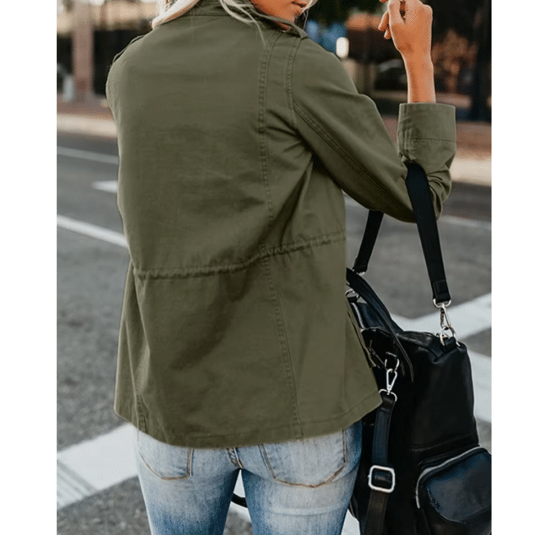 Veste militaire femme kaki épaulettes (6)