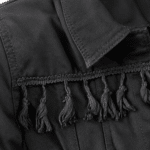 Veste western femme noire dentelle et pompons (4)