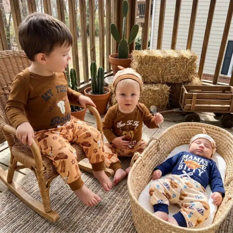 Ensemble bébé cowboy motif cowboy avec bonnet
