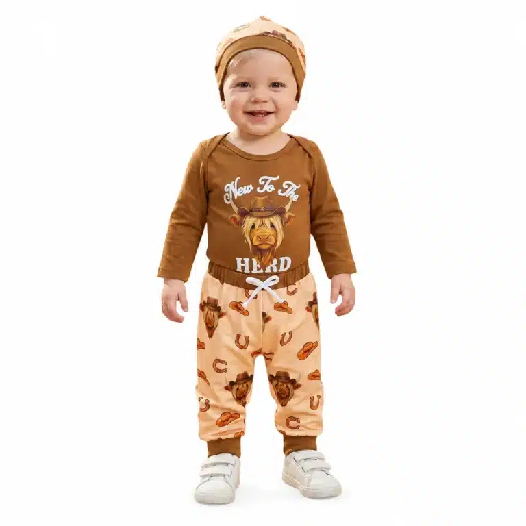 Ensemble bébé cowboy motif cowboy avec bonnet
