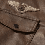 Blouson aviateur homme noir simili cuir col fourré vintage (10)