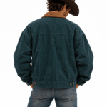 Blouson homme velours côtelé vintage bleu canard (2)