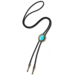 Bolo tie cowboy bleu turquoise et monture bronze ajourée (2)