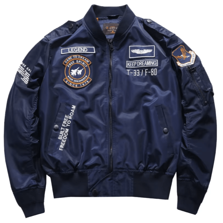Bomber bleu marine écussons aviateur (2)
