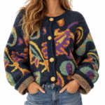 Cardigan femme années 70 psychédéliques
