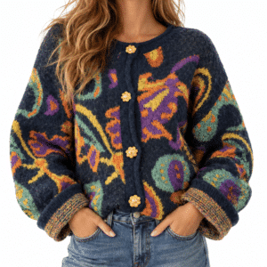 Cardigan femme années 70 psychédéliques
