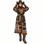 Cardigan femme western long à franges