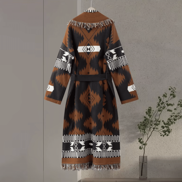 Cardigan femme western long à franges (8)
