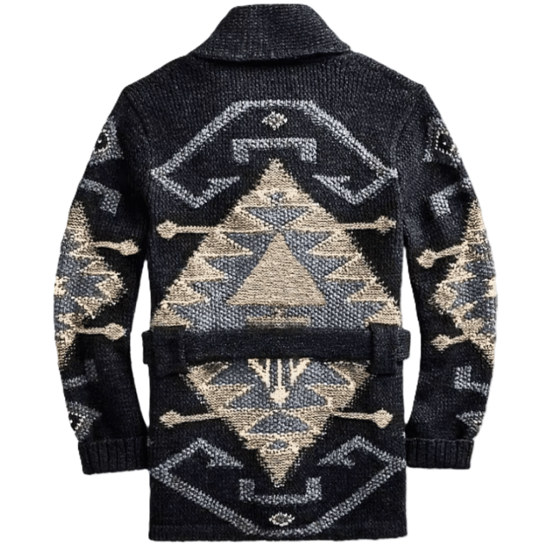 Cardigan homme western noir beige (1)