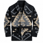 Cardigan homme western noir beige (3)