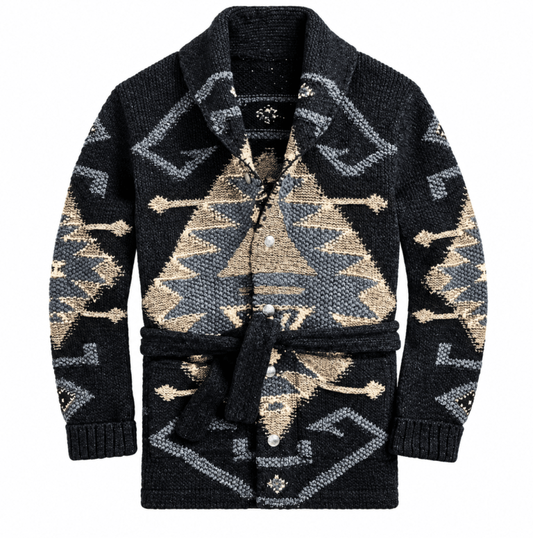 Cardigan homme western noir beige (3)