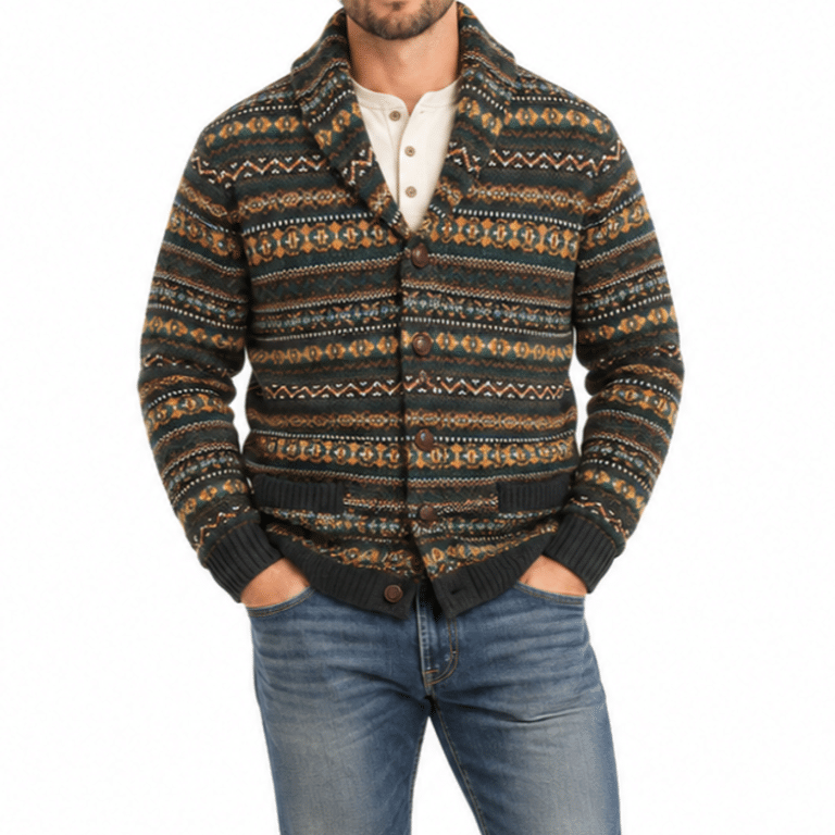 Cardigan maille vintage amérindienne