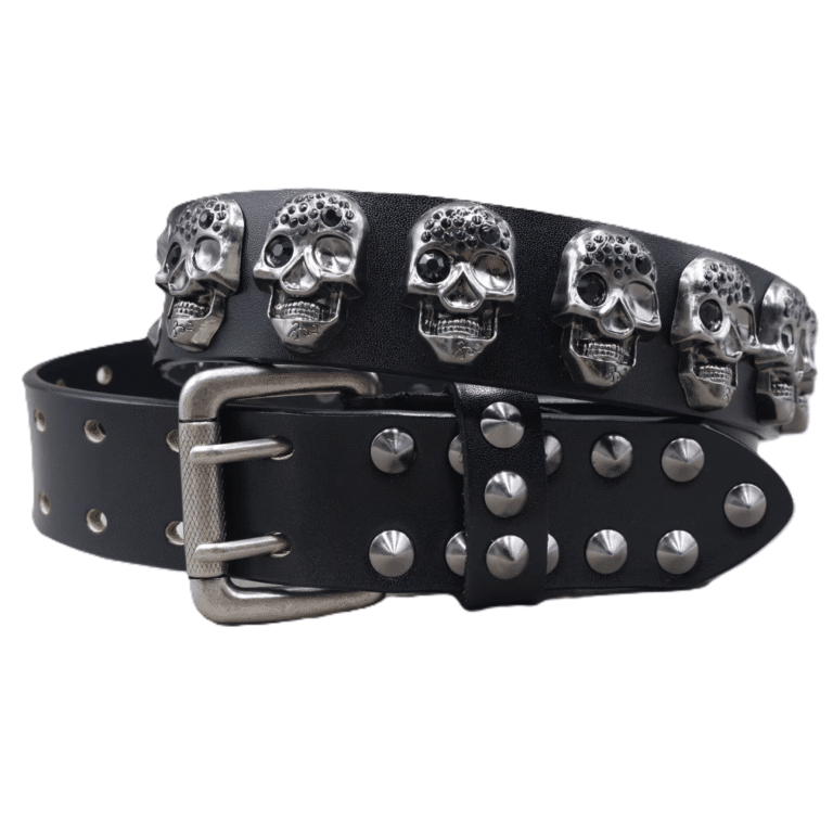 Ceinture rock noire à crânes (3)