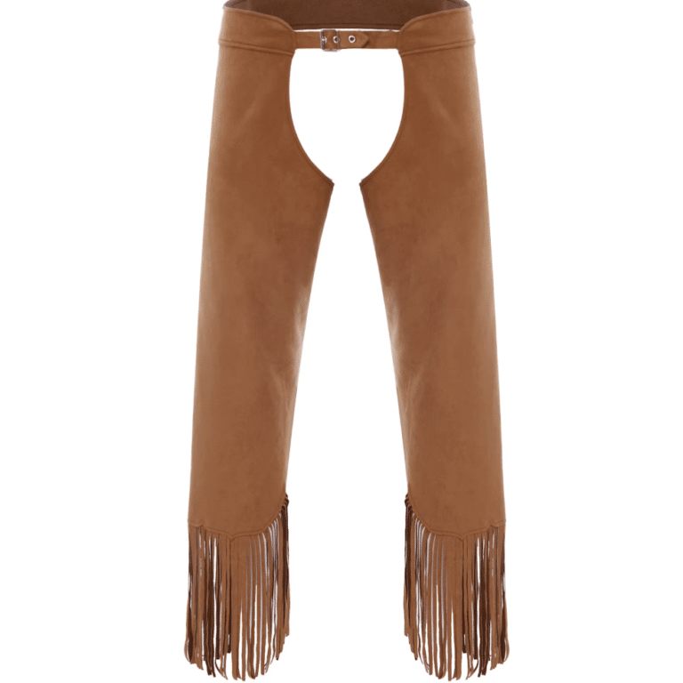 Chaps cowboy femme marron à franges style western (7)