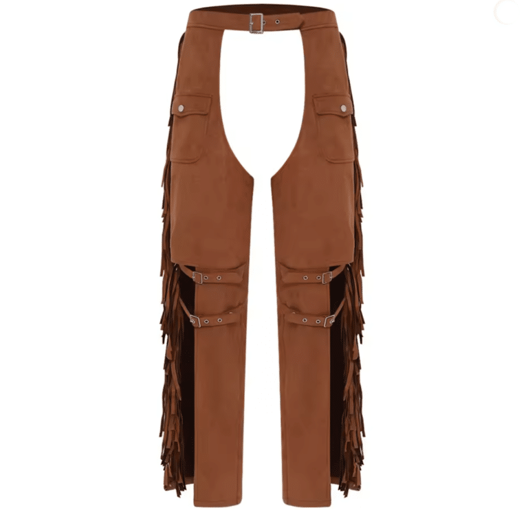Chaps cowboy homme franges effet daim (2)