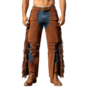 Chaps cowboy homme franges effet daim