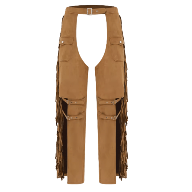 Chaps cowboy homme franges effet daim (4)