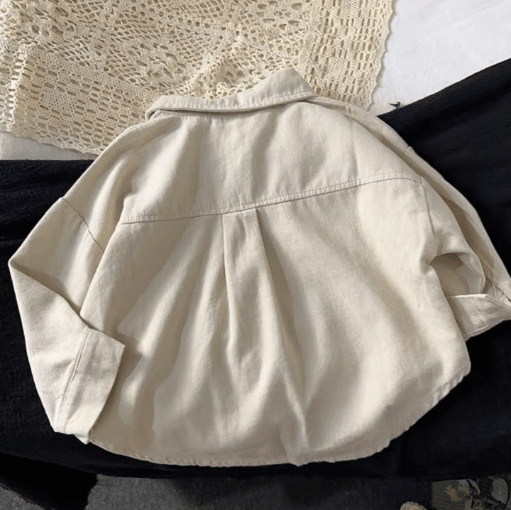 Chemise bébé blanc crème à manches longues (4)