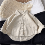 Chemise bébé blanc crème à manches longues (6)