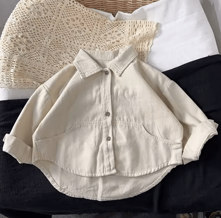 Chemise bébé blanc crème à manches longues (6)