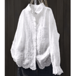 Chemise blanche femme brodée motifs floraux (1)