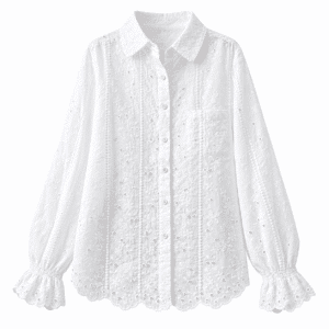Chemise blanche femme brodée motifs floraux