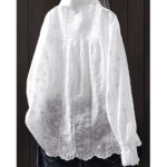 Chemise blanche femme brodée motifs floraux (7)