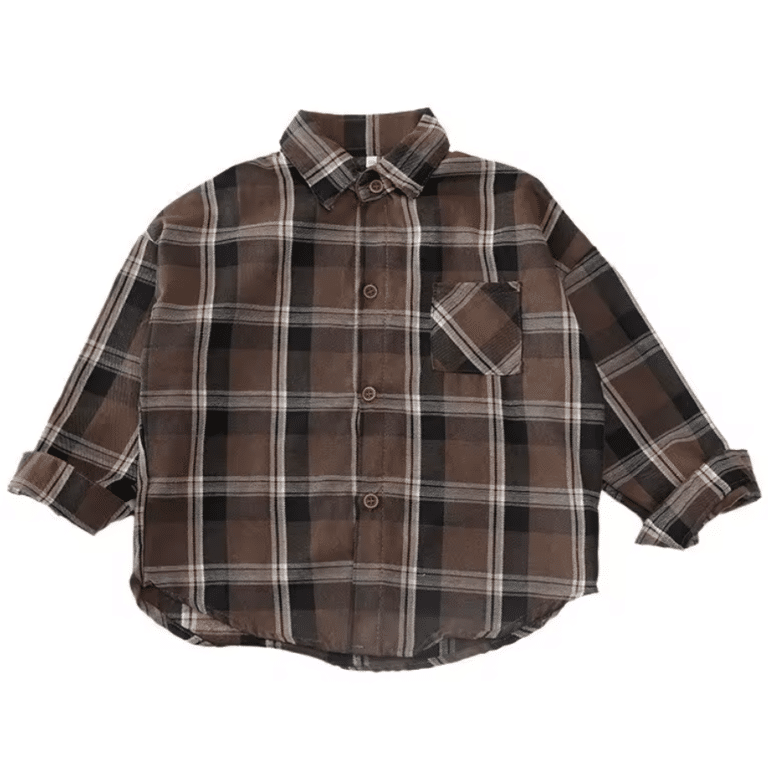 Chemise garçon carreaux marron beige (4)