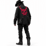 Cowboy goth au crâne rouge