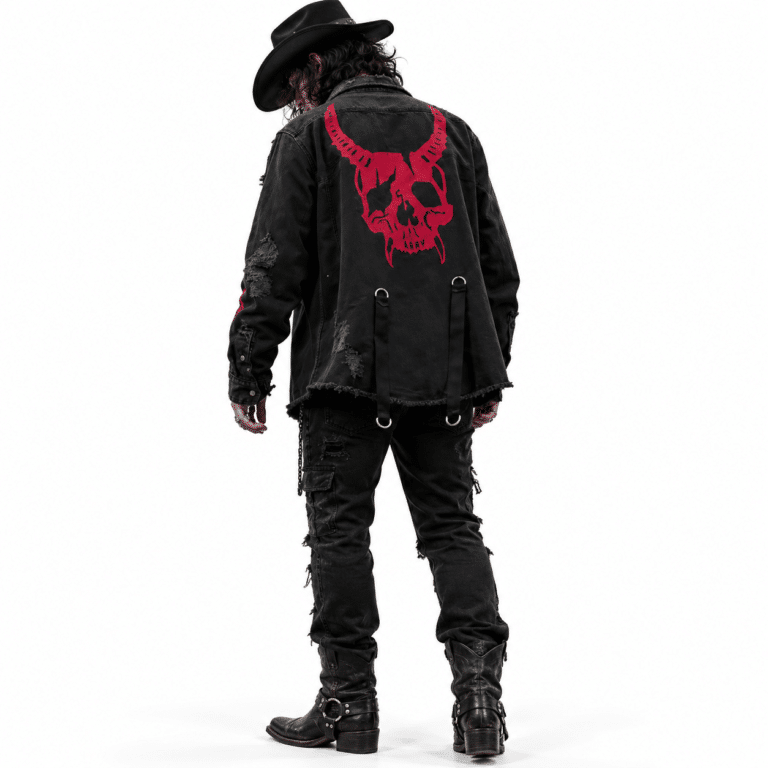 Cowboy goth au crâne rouge
