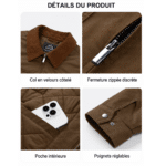 Détails du blouson marron