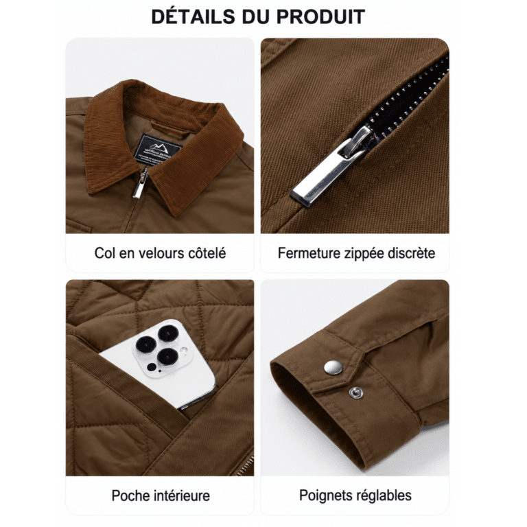 Détails du blouson marron
