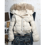 Doudoune femme capuche fourrure vintage matelassée (3)
