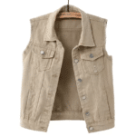 Gilet beige sans maches femme western (1)