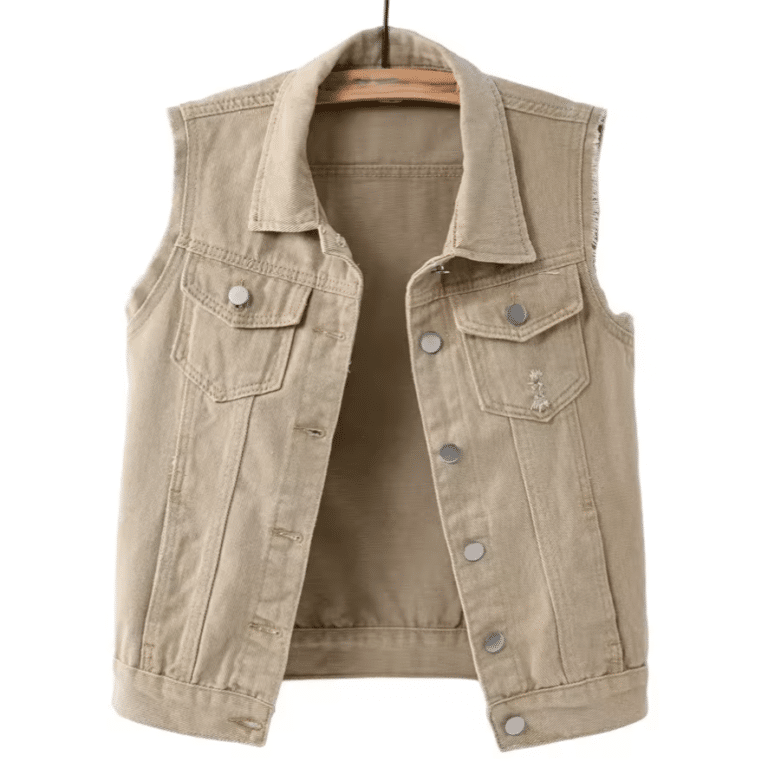 Gilet beige sans maches femme western (1)