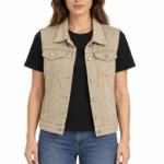 Gilet beige sans maches femme western (2)