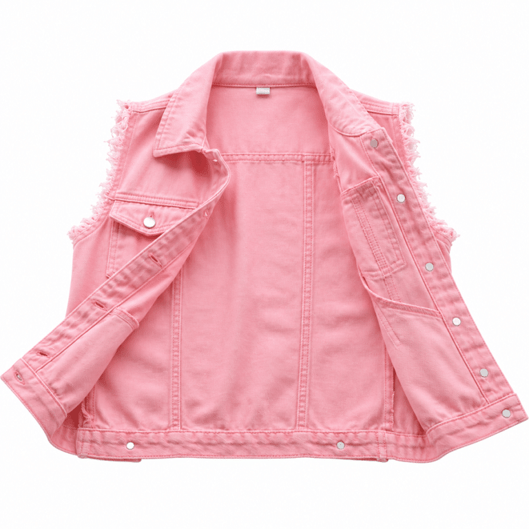 Gilet cowgirl rose en jean sans manches (2)