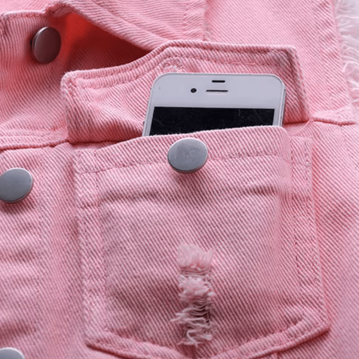 Gilet cowgirl rose en jean sans manches (3)