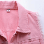 Gilet cowgirl rose en jean sans manches (6)