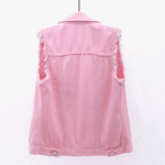 Gilet cowgirl rose en jean sans manches (7)
